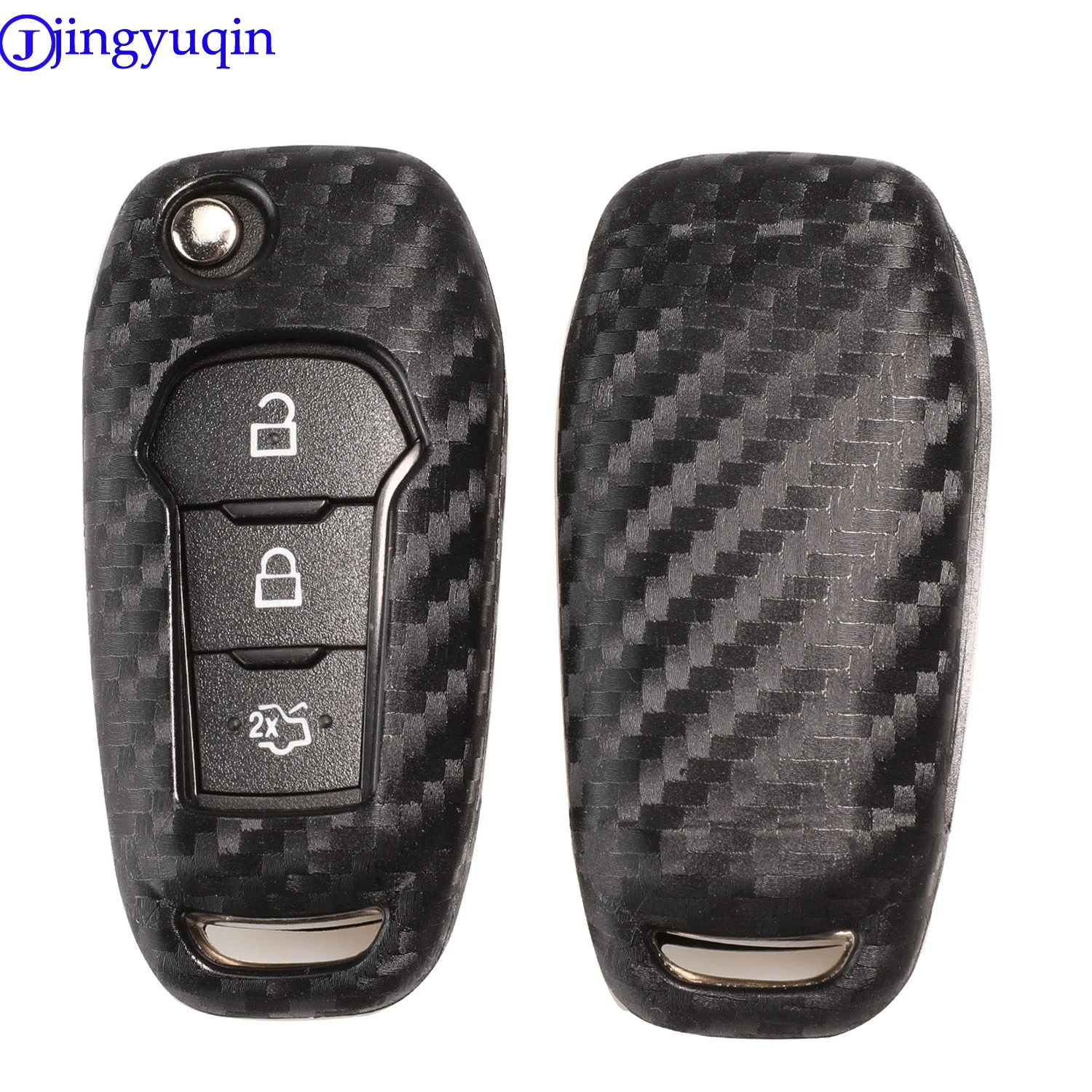 Jingyuqin Carbon Faser Patten Weiche Silikon Auto Schlüssel Fall Abdeckung Für Ford Everest Explorer Rand Fokus Kuga Zubehör Auto-Styling