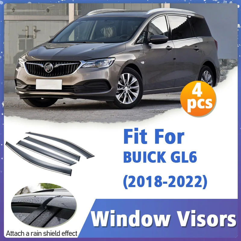 

Window Visor Guard for BUICK GL6 2018-2022 4pcs Vent Cover Trim Awnings Shelters Protection Sun Rain Deflector Auto Accessories