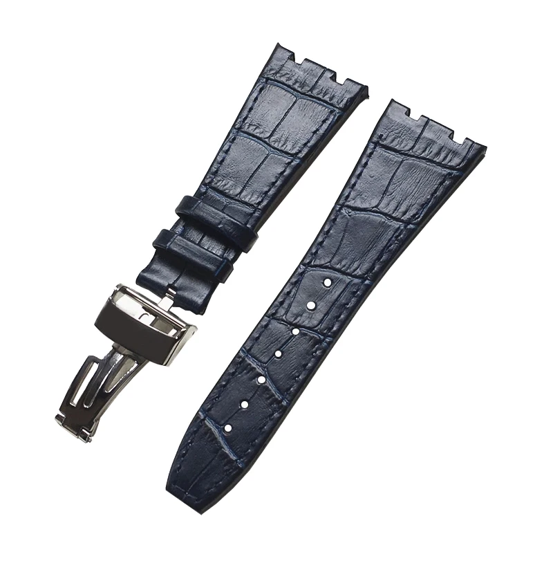 26mm Black/Brown Handmade Leather Thick Wrist Watchband For AP Audemars Piguet Royal Oak Offshore Watch Strap Band DIY Replace