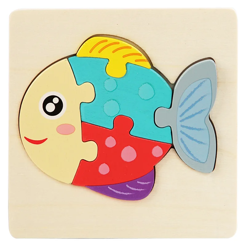 Kinder Holzspielzeug 3D Holzpuzzle Cartoon Tiere Kognitives Puzzle Frühes Lernen Lernspielzeug für Kinder Geschenk
