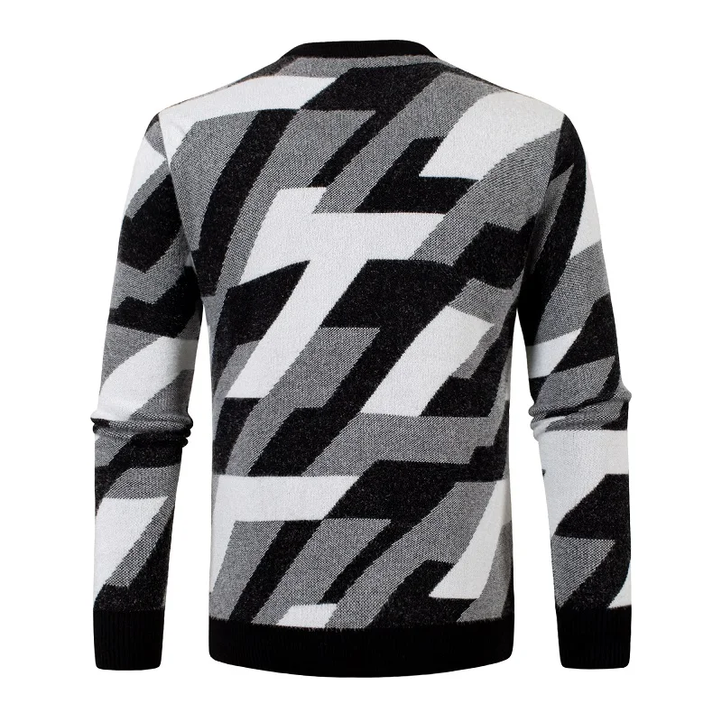 New Fashion maglione lavorato a maglia geometrico uomo pullover maglioni spessi Slim Fit maglieria lana inverno stile coreano abbigliamento Casual 3XL