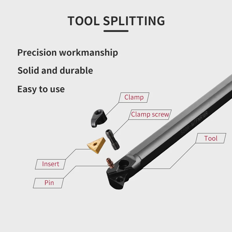 1pc S16Q-MTFNR16R S20R-MTFNR16R S25S-MTFNR16 Internal Turning Tool Holder TNMG16 Carbide Inserts Lathe Bar CNC Cutting Tools Set