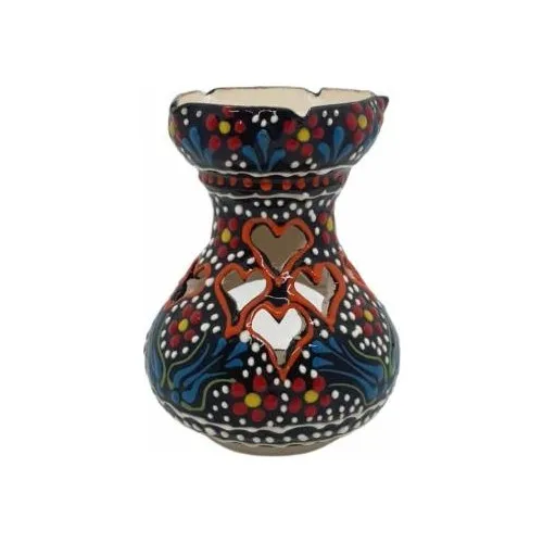 Expert Tulip and Daisy Pattern Ceramic Black Decorative Censer Candle holder