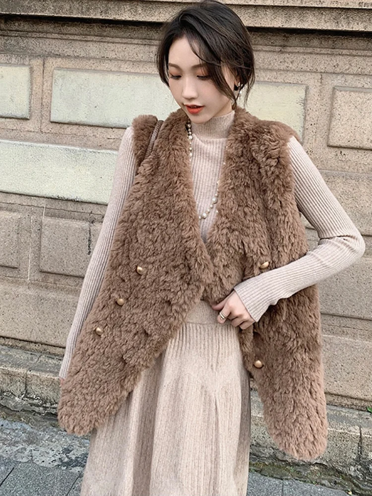 Faux Lambswool Vest For Women Autumn And Winter Woman Spring Wear 2022 New Korean Fashion Cashmere Teddy Plush Soft Vest Coat