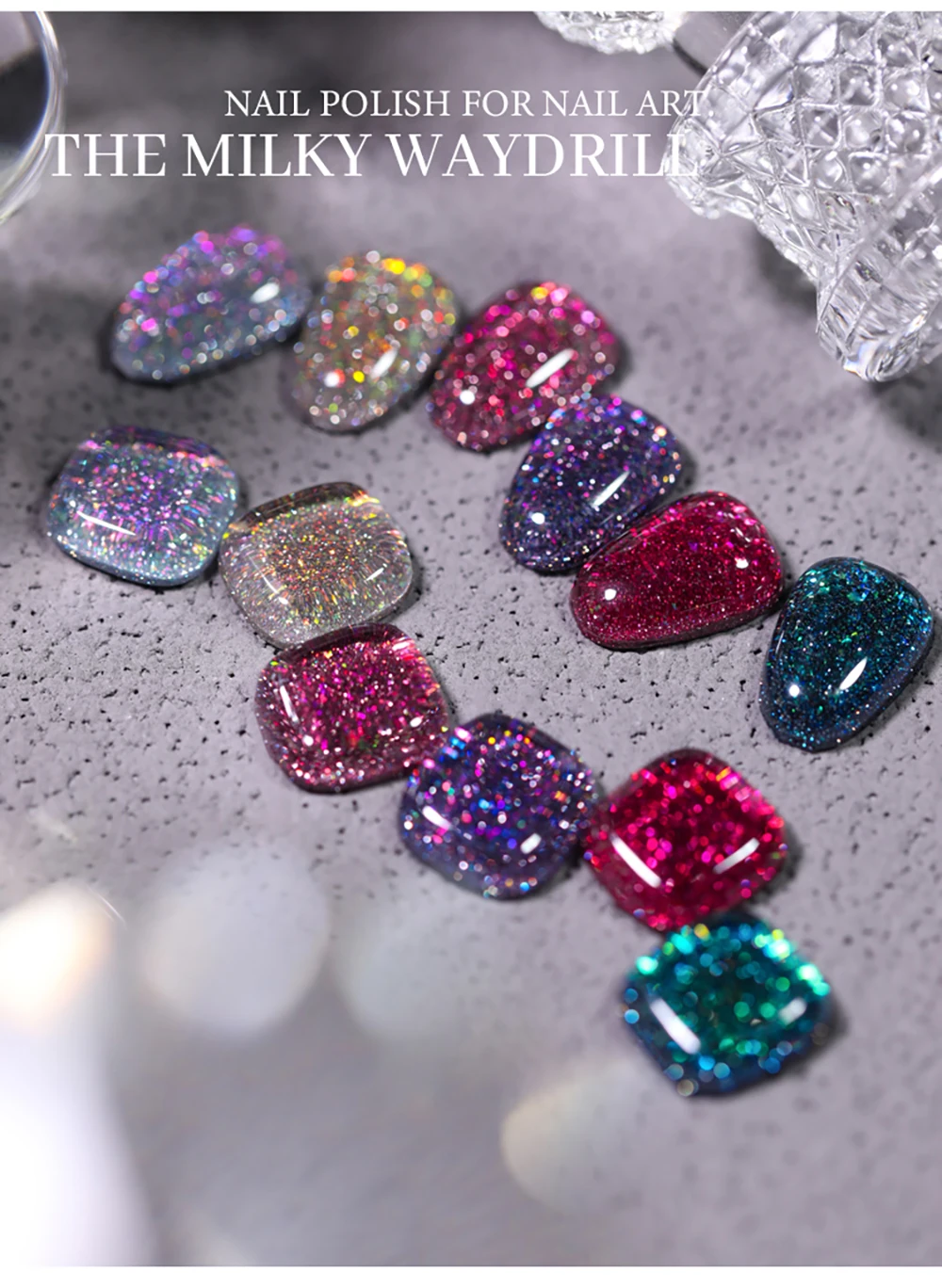 Vendeeni 6 Farben/Set Laser Glitter Broken Diamond Gel Nagellack UV Soak Off Gel Lack Superglänzender Gel-Lack für Nagelkunst – Detail 8