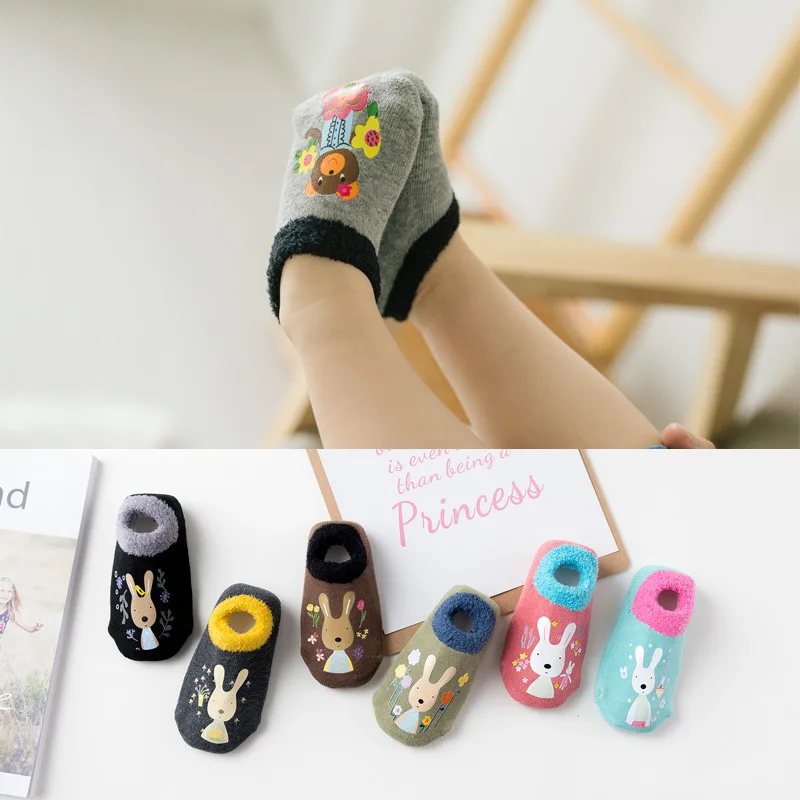 Warm Winter Baby Girls Boys Cute Cartoon Non-slip Cotton Toddler Floor Socks Animal pattern First Walker Shoes for Newborns