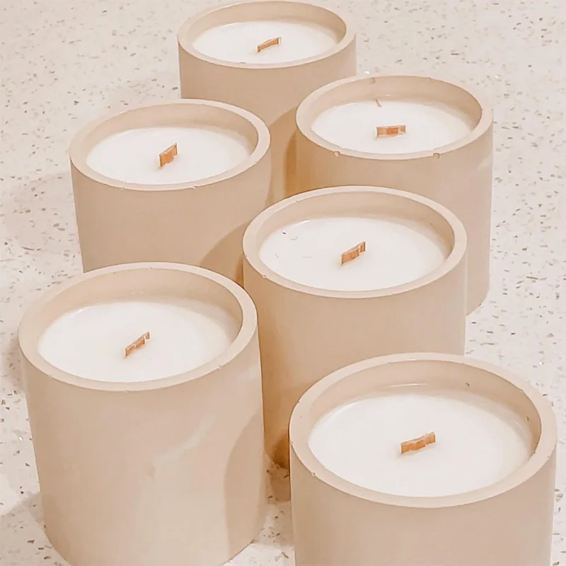 Concrete Cement Candle Cup Mold Round DIY Concret Candlestick Silicone Mold Cement Vessel Molds For Candles