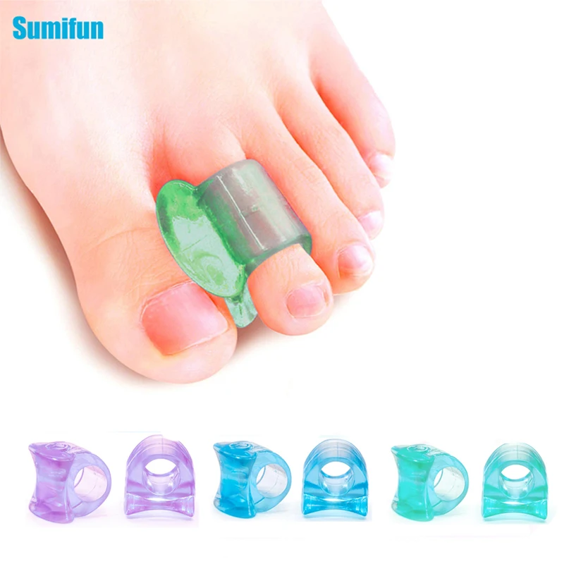 2pcs Silicone Toe Separator  Straightener Bone Corrector Thumb Pain Bunion Spacers Overlapping Halux Pedicura Green Blue Purple