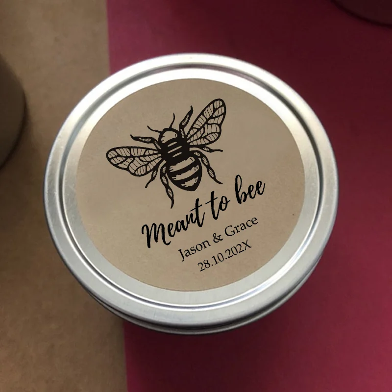 Personalized Meant To Bee Labels Honey Wedding Favors  Stickers Custom Text Marriage Labels  Glossy/Kraft Paper