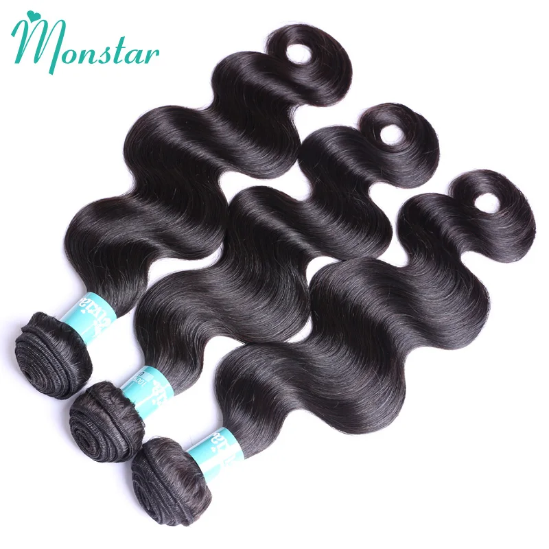 Monstar 8 - 34 36 38 40 Inch Brazilian Remy Hair Weave Weft 3/4 Bundle Human Hair Body Wave Bundle Natural Color Hair Extensions