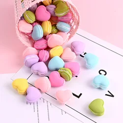 14 sztuk Kawaii żywica 3D Macaroon miniaturowe serce Cabochon dostawa sztuki kolczyki DIY Craft dekoracje domowe prezent telefon Deco