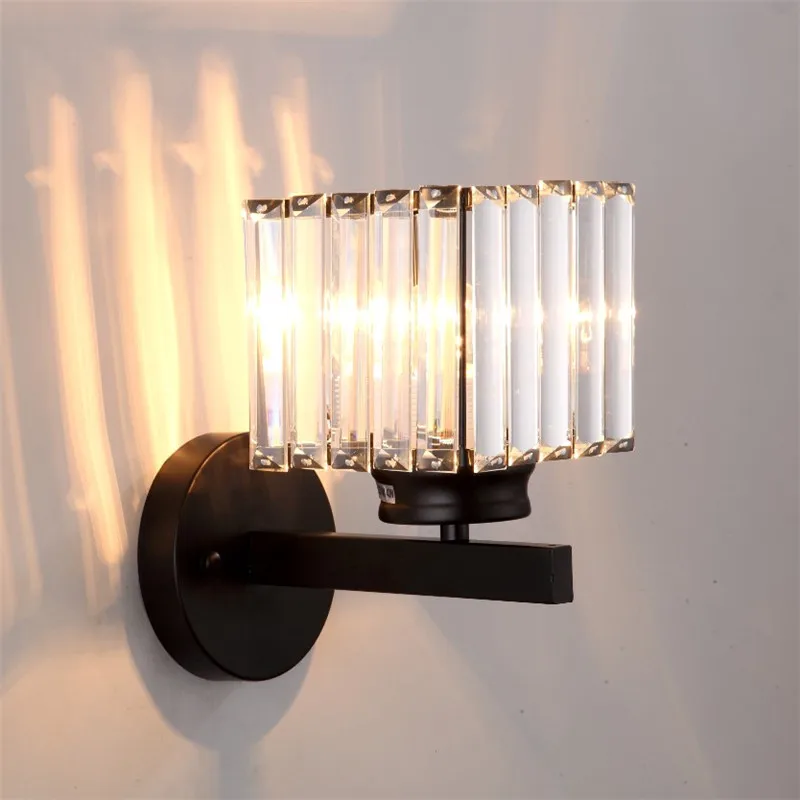 Modern K9 Crystal Mirror Gold Black Wall Lights Wall Lamps Sconce Fixtures Lights for Hallway Bedside Living Room