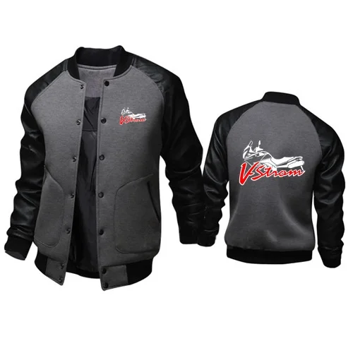 Mens Coats Stand Collar Jackets Outing Outerwear V-Strom DL 650 Motorsport Team Logo _Suzukies_ Topshirts Motorcycle Clothing