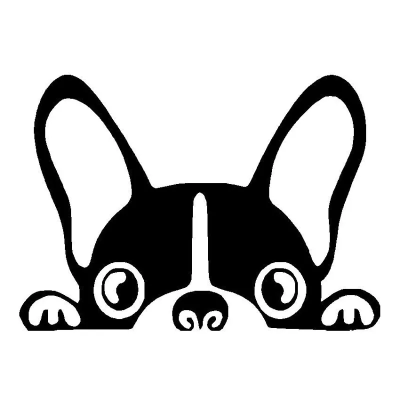 

Boston Terrier Dog Vinyl Decal Cute Funny Peep Animal Car Tail Decorative Stickers Window Windshield Accessories Black/Sliver