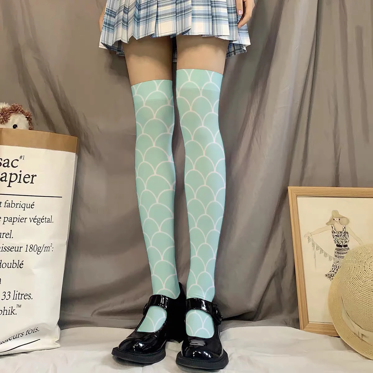 

New Style 3D Printed Summer Thin Stockings Kawaii Girl's Comfortable Thigh High Stocking Lovely Over Knee Sexy Stockings