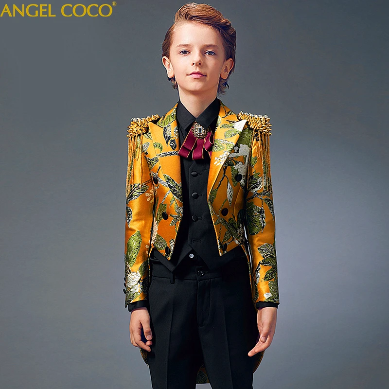 Boys Dress Tuxedo Boys Suits Catwalk Piano Costume Garcon Children Boys Suits For Weddings Boys Prom Suits trajes de comunion