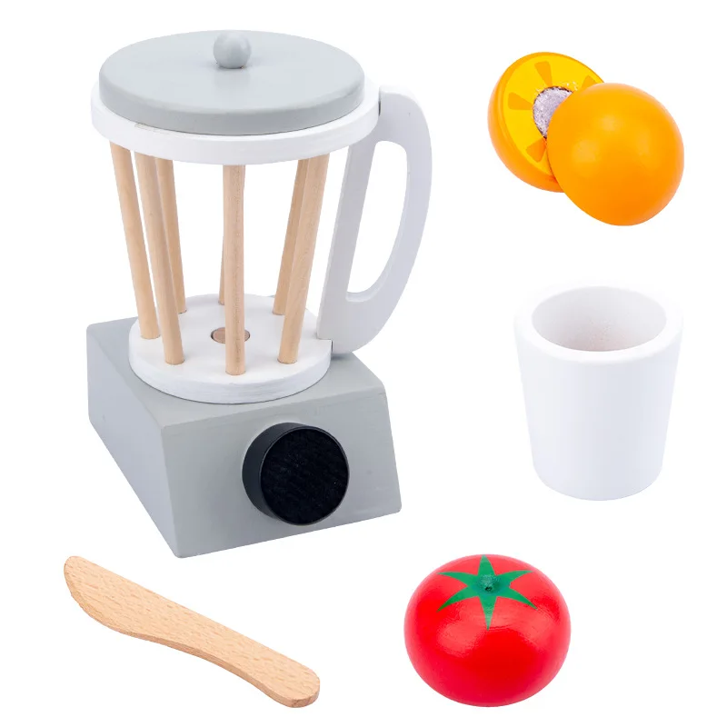 Cocina de juguete de simulación de madera, máquina de café, tostadora, exprimidor, juguetes educativos de aprendizaje temprano para bebés, regalo