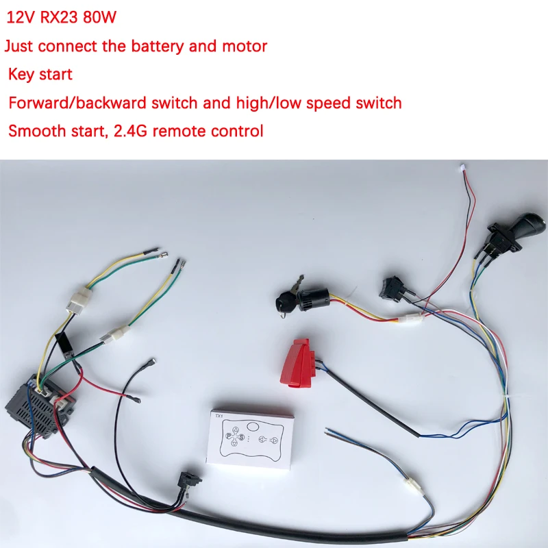 Oniissy Kit Ricevitore Per Auto Elettrica Bambini, Telecomando 2.4G, Compatibile RX18 6V, RX23 12V, RX37 12V, Con Cablaggio E Interruttore, Fai Da Te