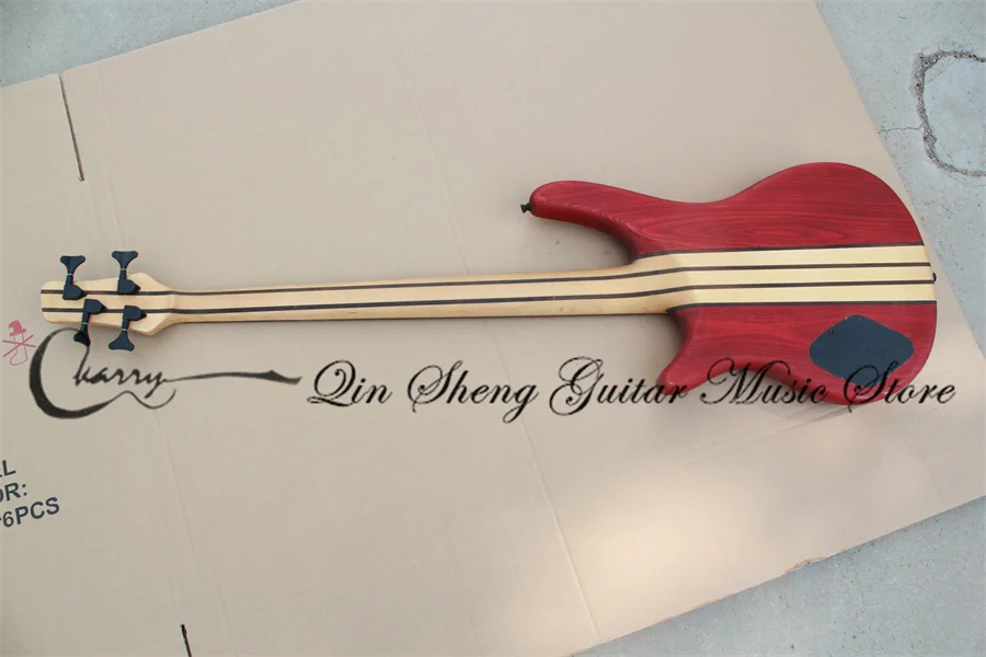 Pre-customized Electric Guitar Bass,4 Strings  Bass,Rubylith Red Ash Wood Body,Rosewood Fingerboard,7 Pieces Maple Neck