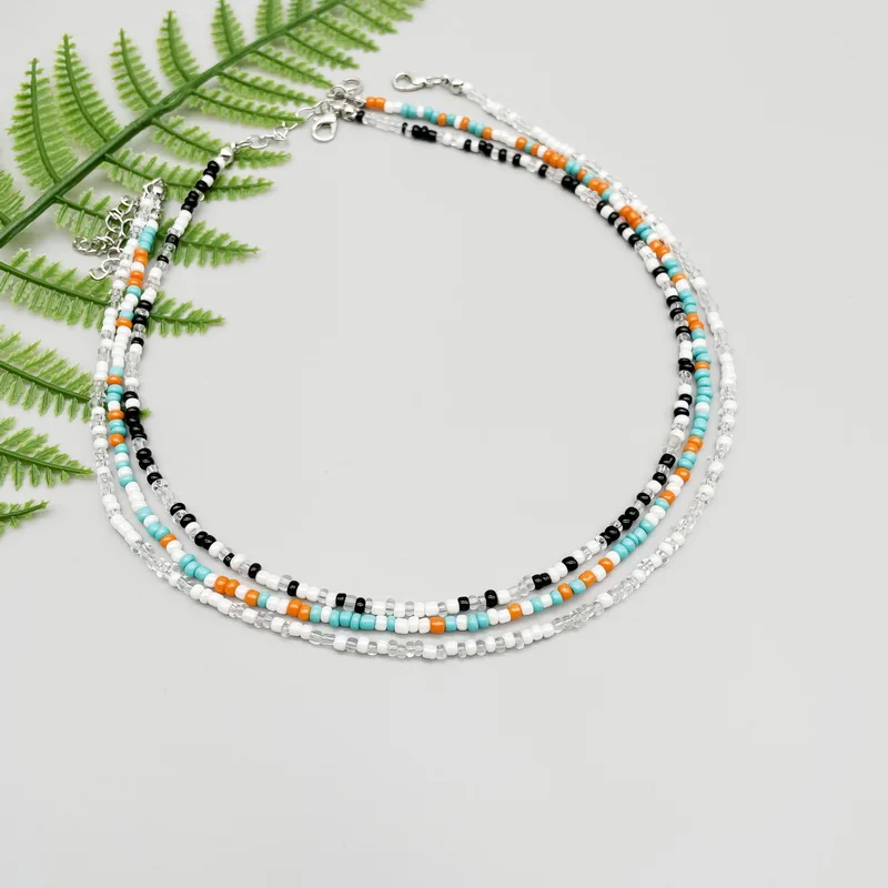 New Mixed Colorful Beaded Women Choker Necklace Promotion Gifts 2022 Ladies Simple Seed Beads Short Neck Jewelry Drop Shipping