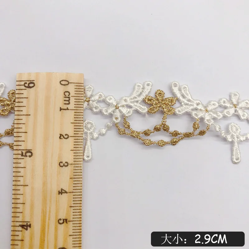 Squisito filo d'oro ricamo fiori indossabili nastro pizzo fatto a mano Lolita accessori per abbigliamento abbigliamento cucito