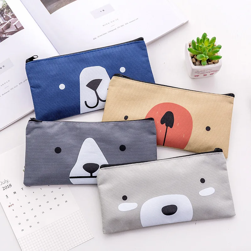 1 Pieces Kawaii Peach Pen Pencil Case Bag Canvas School Stationary Receive Black Tools Makeup Pouch Cosmetics Case kawaii Bag