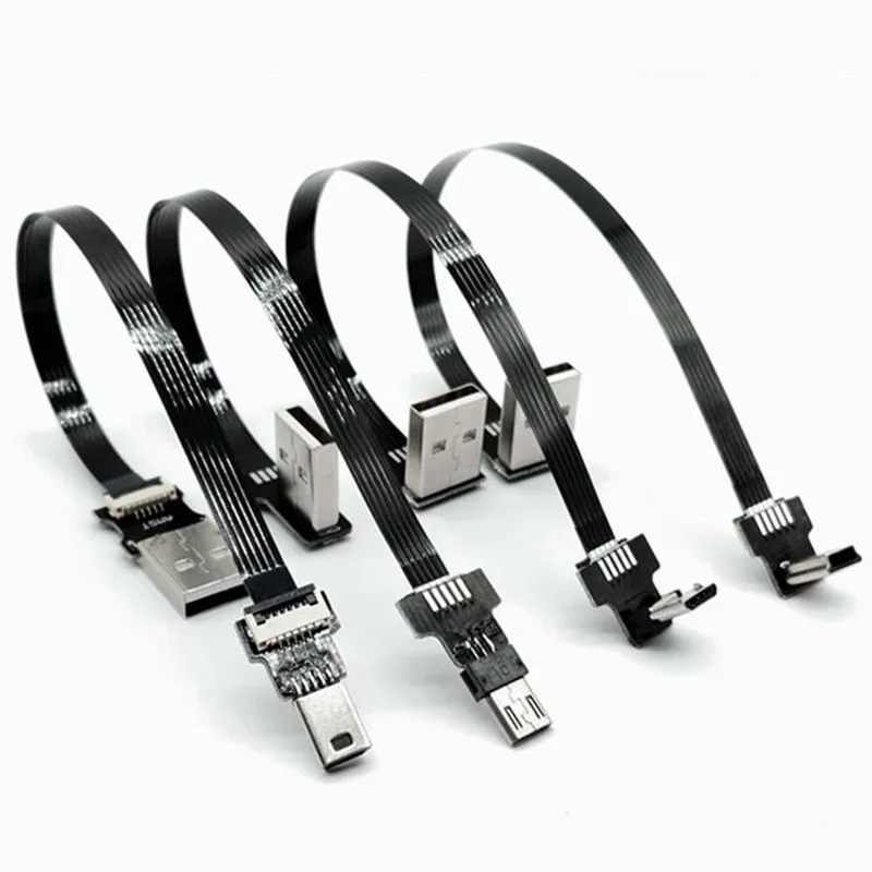 USB 2.0 FPV Micro USB Mini USB adattatore a 90 gradi nastro FPC cavo piatto USB passo 5pin per fotografia aerea multicotteri 10-80cm