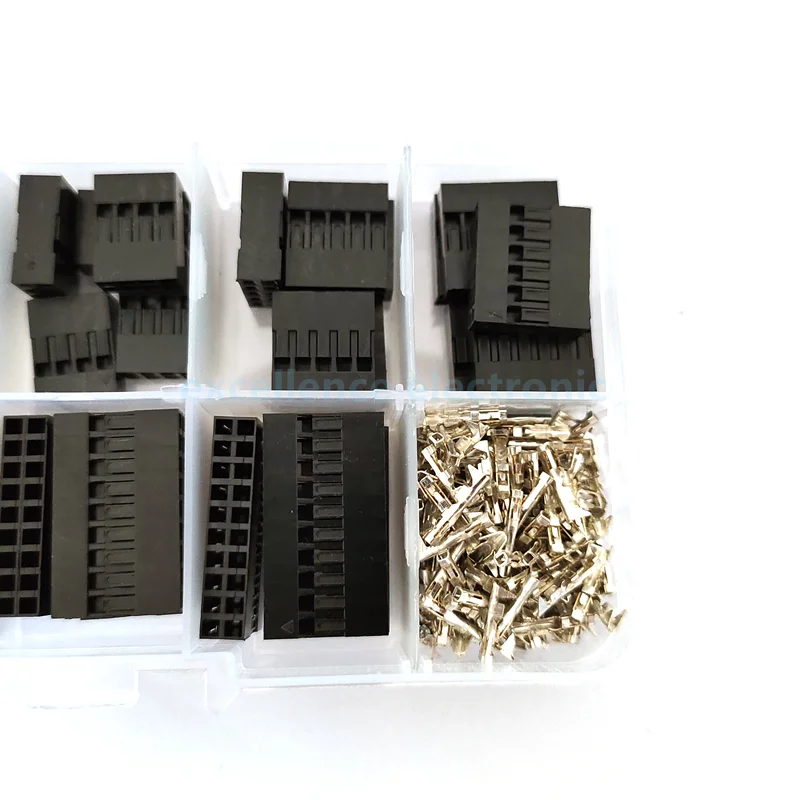 242PCS/Box Double Row Dupont Kit 2x2/2x3/2x4/ 2x5/2x6/2x7/2x8/2x9/2x10P Housing Plastic Shell Terminal Jumper Wire Connector Set