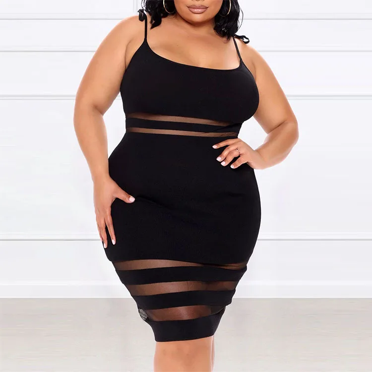 XL-5XL Plus Size women summer clothing sexy dress fashion casual black short sleeve halter club dress Wholesale Dropshipping