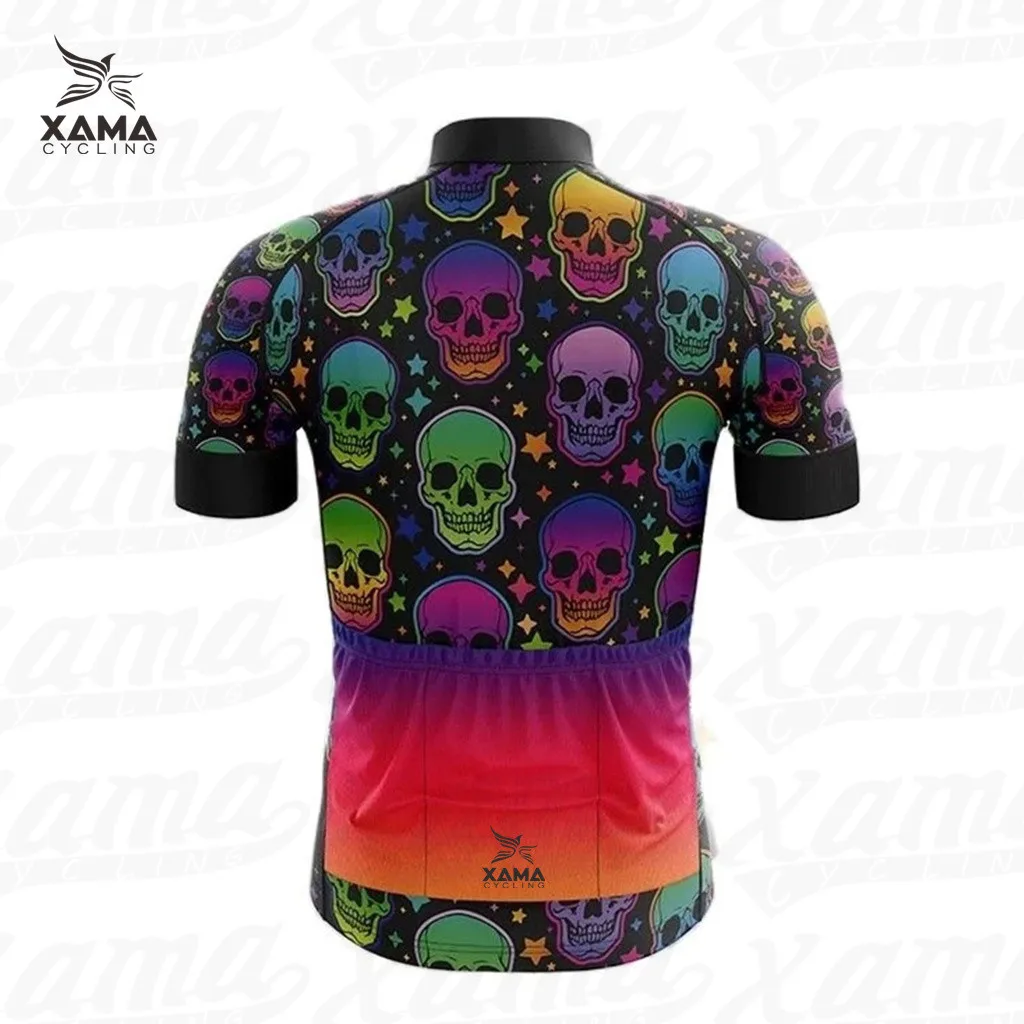 Xama Cycling Spooky Halloween Collection Short Sleeve Jerseys Christmas Element Costume Pro Cycle Unforme Quick Dry Bike Shirts