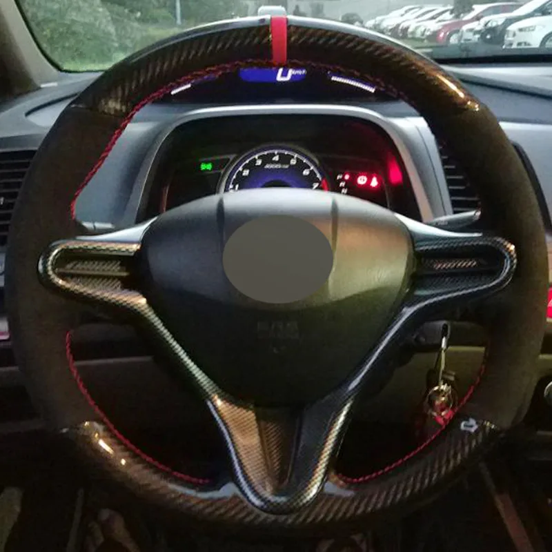 

Черный замшевый держатель из углеродного волокна для Honda Civic 8 2006-2009 Old Civic 2004-2011 (3 спицы)
