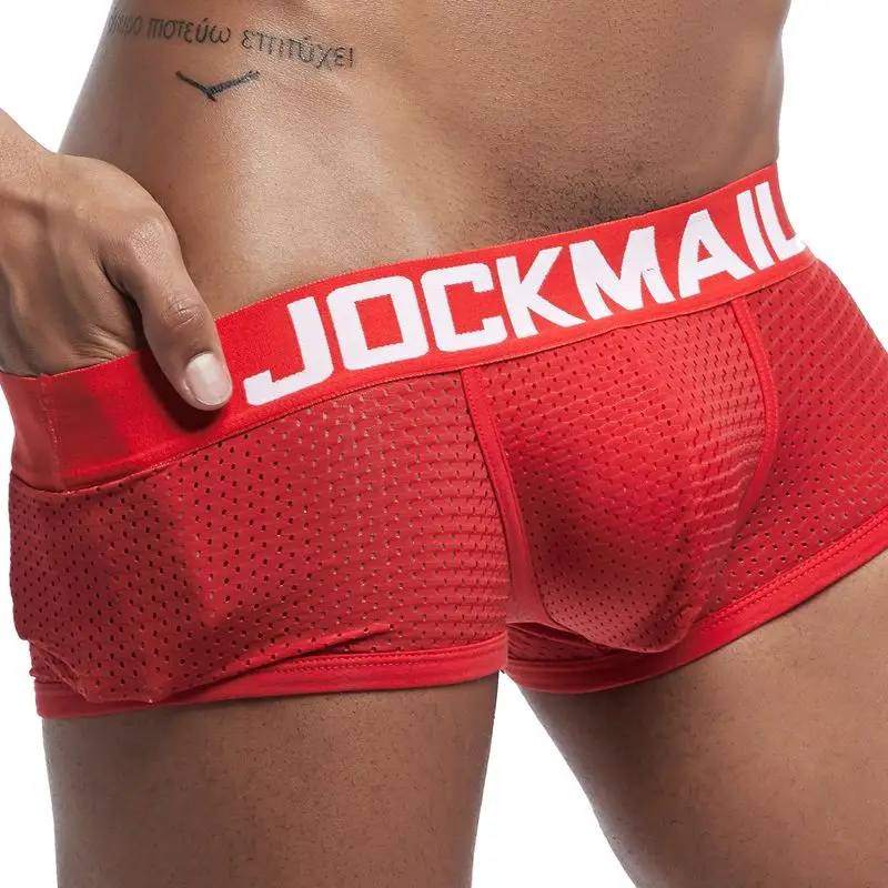 Jockmail brand Men Underwear Boxers Mesh Cuecas Boxers Men Boxer Homme Boxershorts Men Male Panties calzoncillos slip Breathable