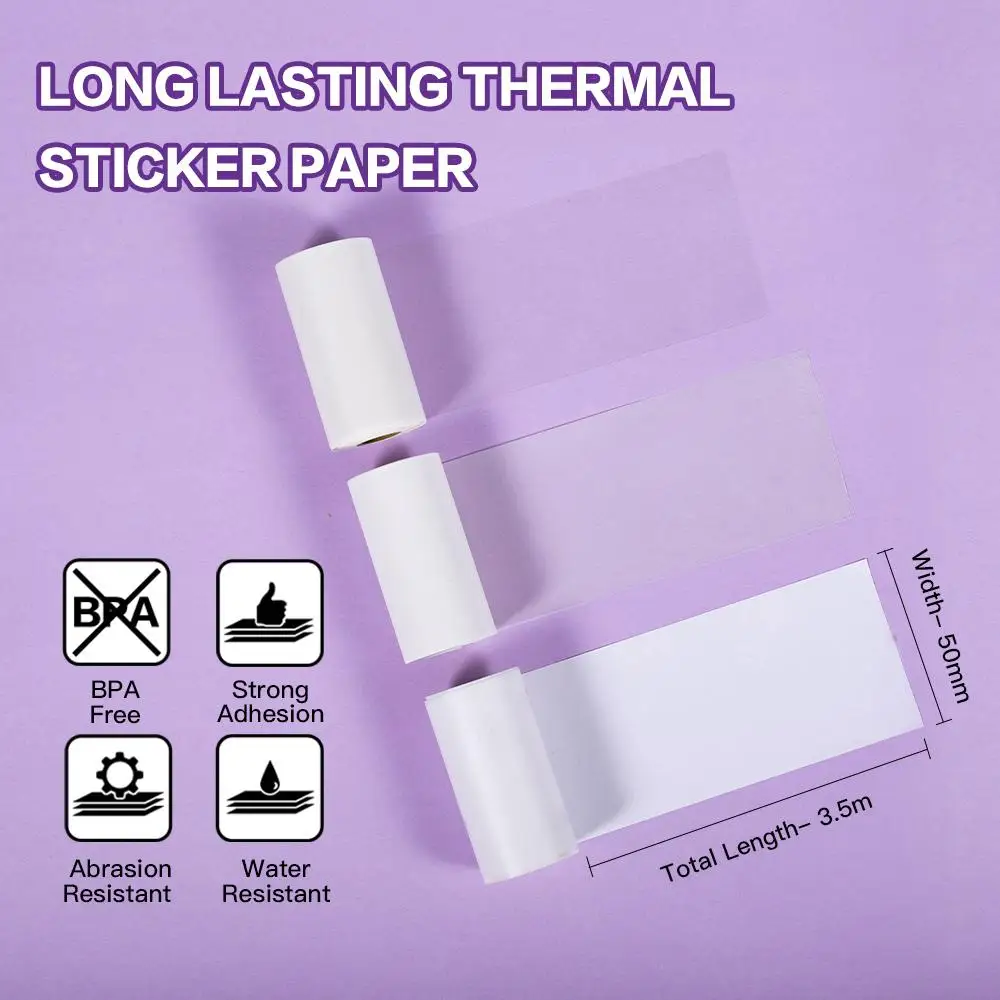 Phomemo 3 Rolls Mixed Transparent/Semi-transparent/Regular Sticker Thermal Paper For Phomemo M02 Series Pocket Printer