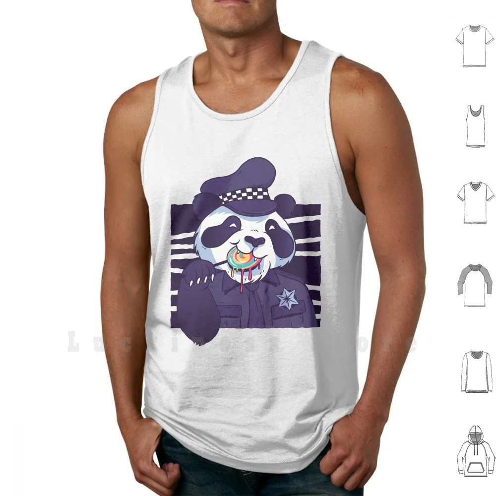 Policeman Panda With Lolli Police Bear tank tops vest sleeveless Policeman Panda Bear Lollipop Candy Cool Cop Cool