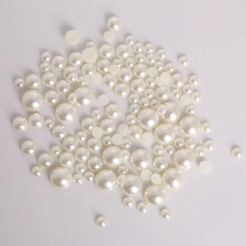 1,5/2/2,5/3/4/5/6/7/8/10/12/14 mm halbrunde Acryl-Imitationsperlen mit flacher Rückseite für die Schmuckherstellung/Nagelkunst/Telefondekoration