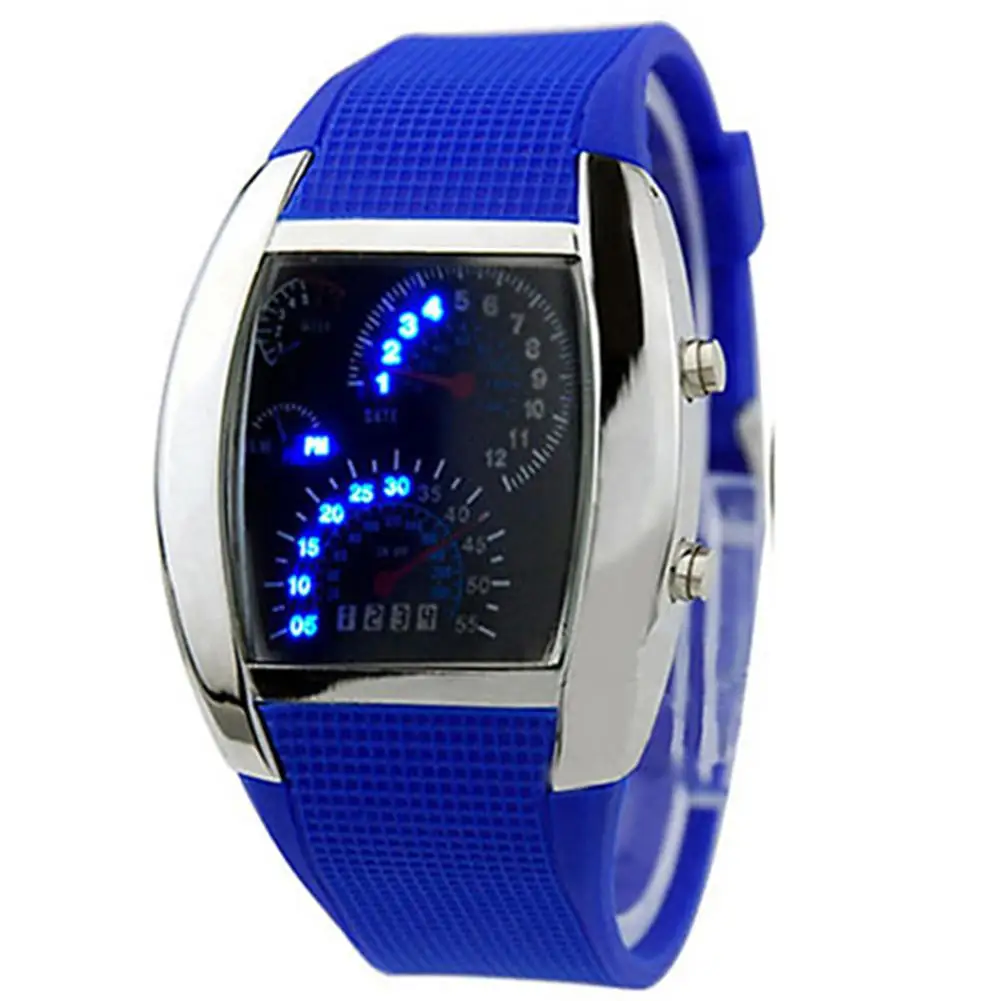 Moda uomo LED Sport elastico settimana digitale data cruscotto modello quadrante orologio mas-culino donna orologio da uomo quadrante grande Milit