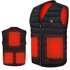 Smart Heating Cotton Vest para homens e mulheres, casaco térmico quente, V Neck, ao ar livre, flexível, 9 áreas aquecidas, outono, inverno, M-7XL 8 principais vendas coletes de desporto - №7
