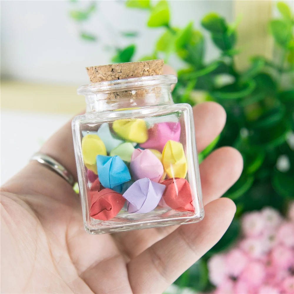 Mini Square Glass Bottle with Corks Stopper, Clear, Empty Glass Bottles, Honey, Food Grade, Seal Jars, Vials, 6Pcs, 50ml