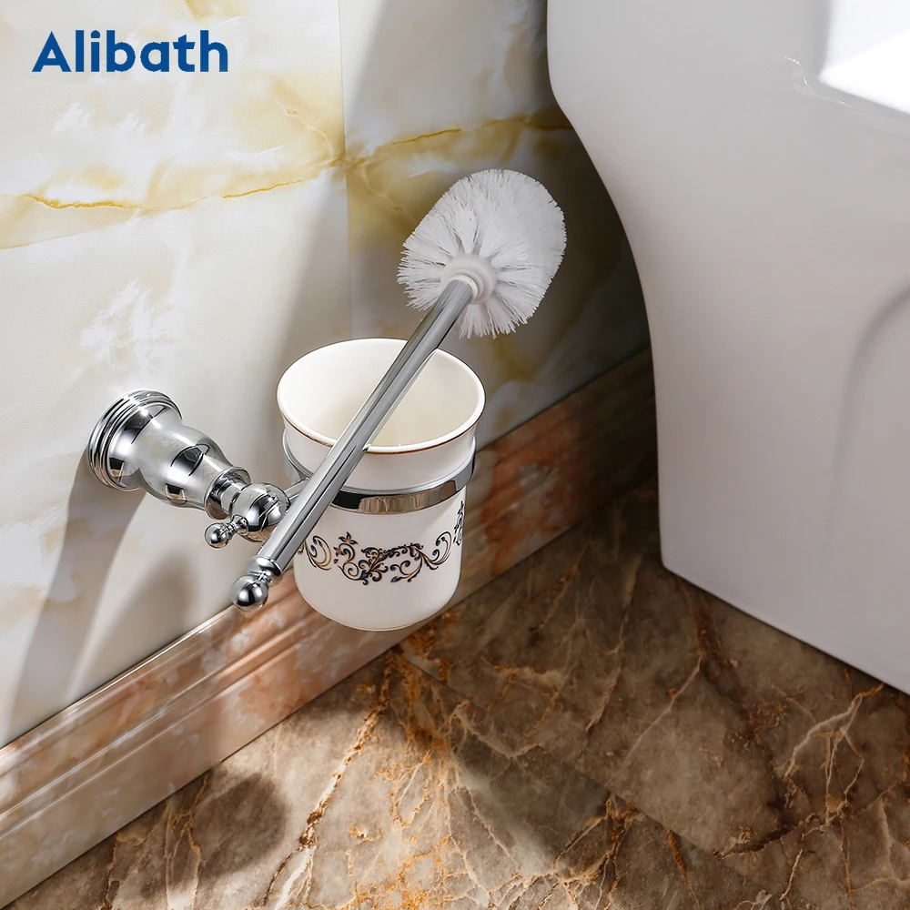 Chrome Brass Bathroom Accessories Ceramic Sets European Bathroom Hardware Set Luxury Toilet Toothbrush Holder Metal.
