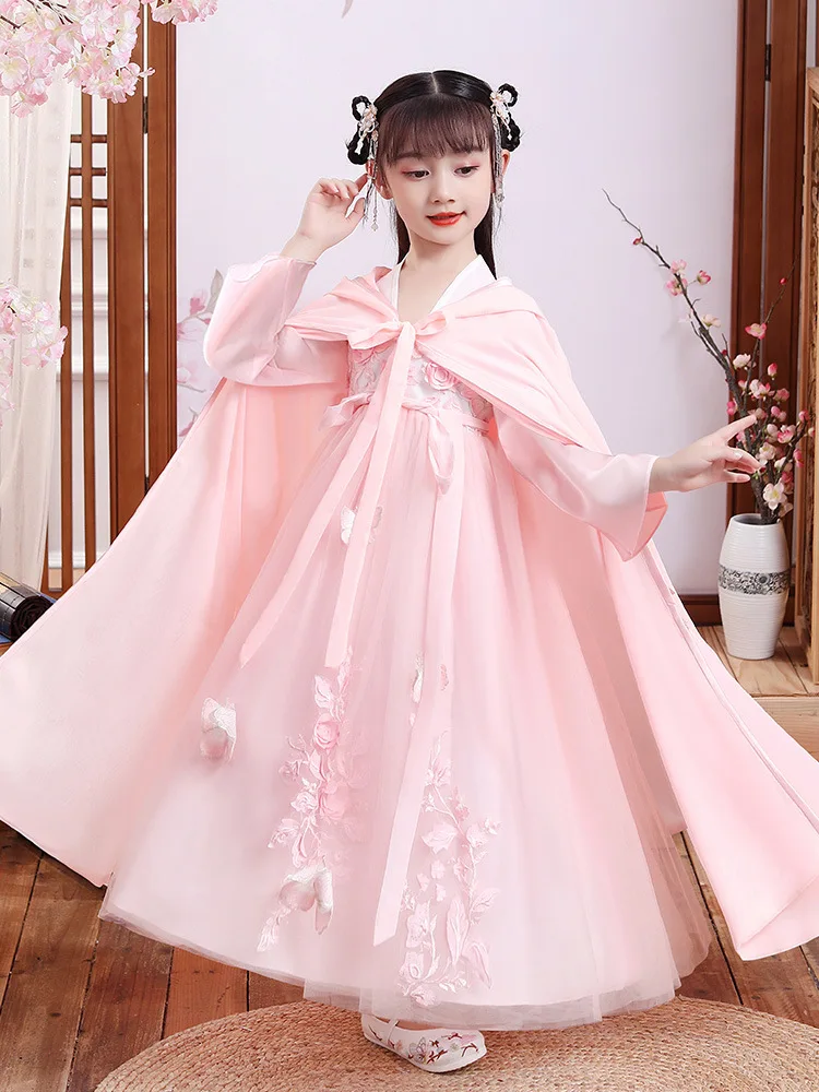 Spring And Autumn Girls Hanfu Embroidered Dress Wedding Birthday Evening Party Dress  Chinese Style Role Playing Clothing