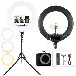 FOSOTO 18 Inch Led Ring Light 2700 -6500K Photography Lighting Camera Phone RingLight Makeup Ring Lamp With Tripod And Remote