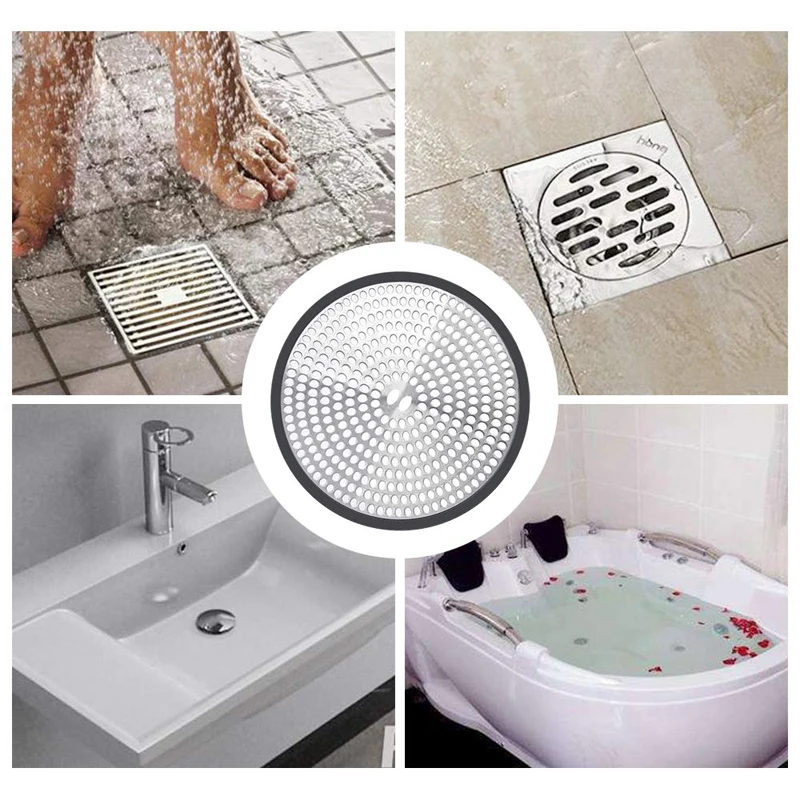 

Easy Clean Drain Protector Household Kitchen Bathroom Stainless Steel Silicone Shower Drain Hair Catcher Trap Mesh Good Grips