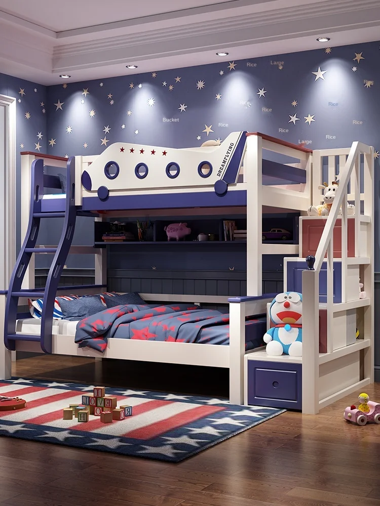 boys' solid wood bunk beds, high and low beds, mother bus beds, slides, furniture sets and combinations