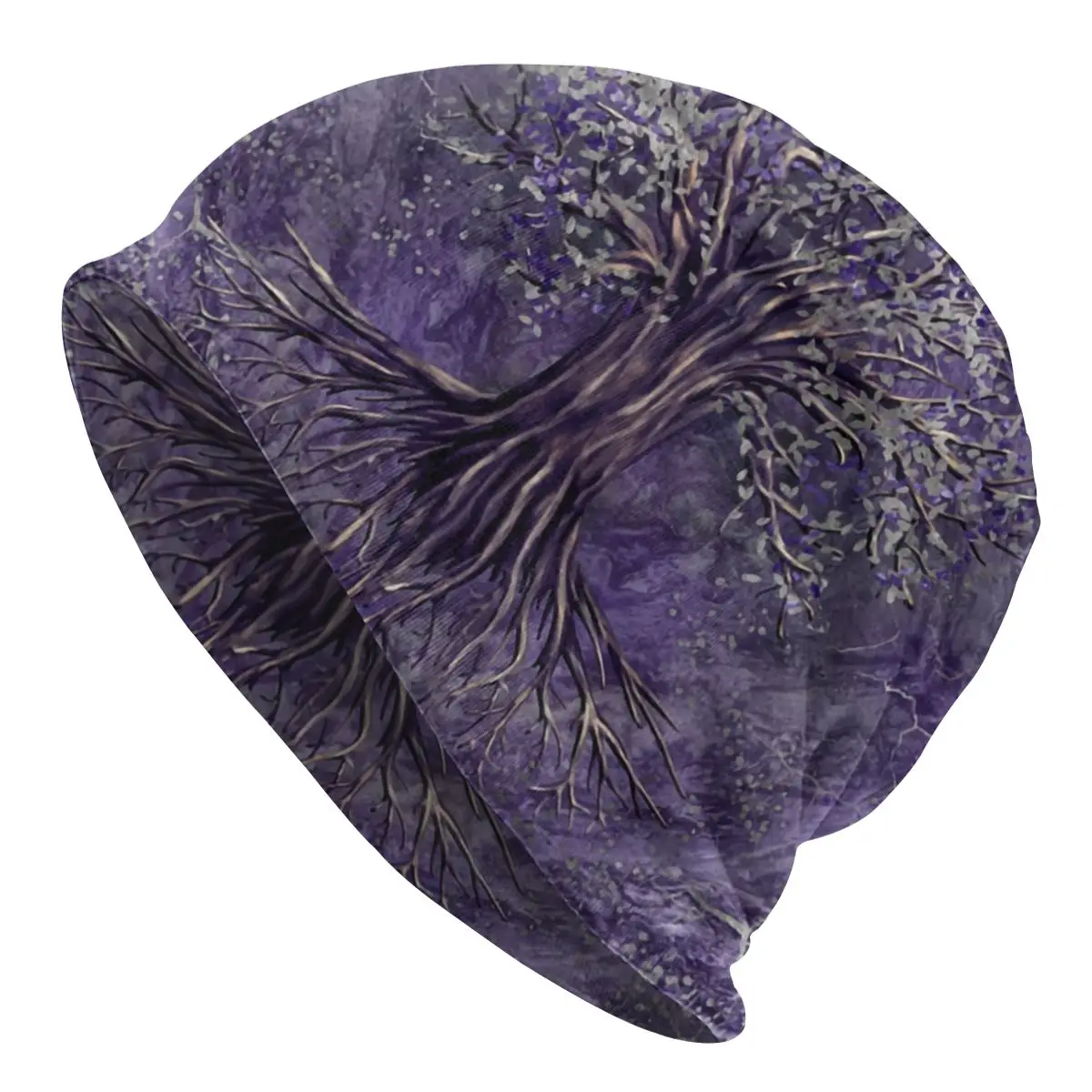 Image of Benutzer definierte Baum des Lebens yggdrasil Amethyst Mütze Motorhaube Strick mützen Männer Frauen Mode Unisex Wikinger Winter warme Schädel Mützen Mütze