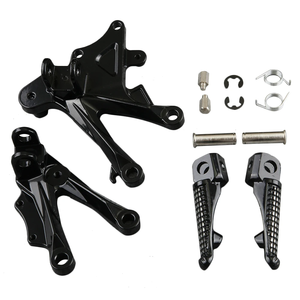 Motorbike CNC Front Rider Foot Pegs Foot Rests Mount Bracket Kit For Kawasaki Ninja ZX10R 2006 2007 2008 2009 2010 Black