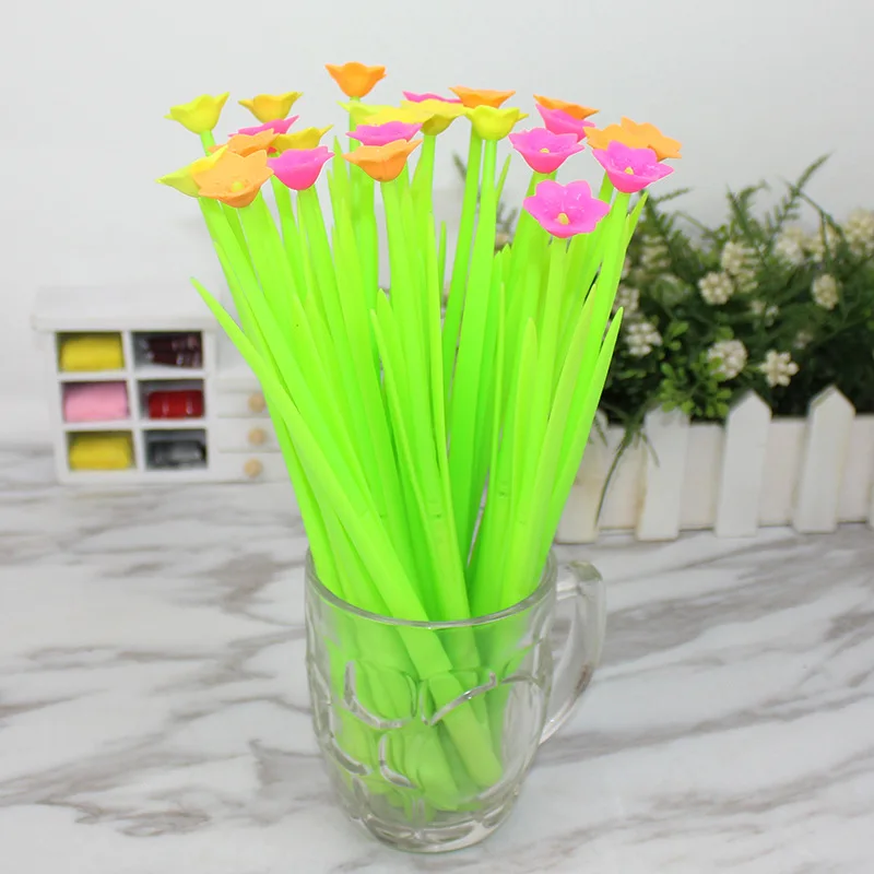 50PCS Creative Stationery Plant Cute Soft Daffodil Grass Flower Student Prize Kawaii School Supplies Gel Pens