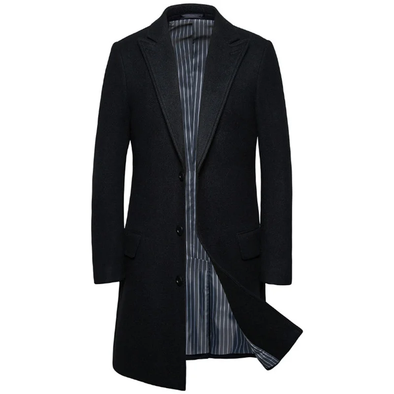 

Winter Wool Blends Jacket Men Business Casual Long Trench Coat Fashion Boutique Wool Coats Male Slim Fit Jacket Overcoat M-5XL