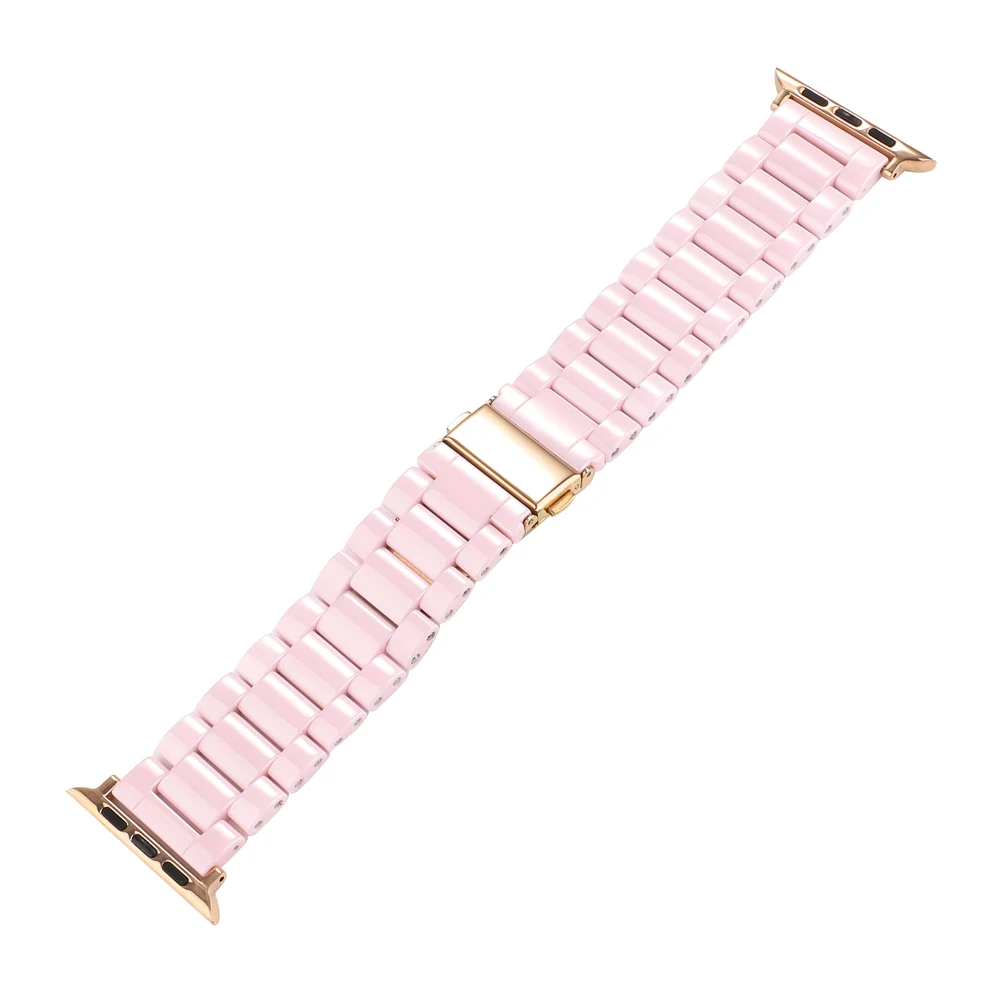 Smooth Ceramics Bracelet for Apple Watch Band Series 5 4 3 2 1 Wrist Strap for iWatch 40mm 38mm 42mm 44mm Black/White/Pink Belt