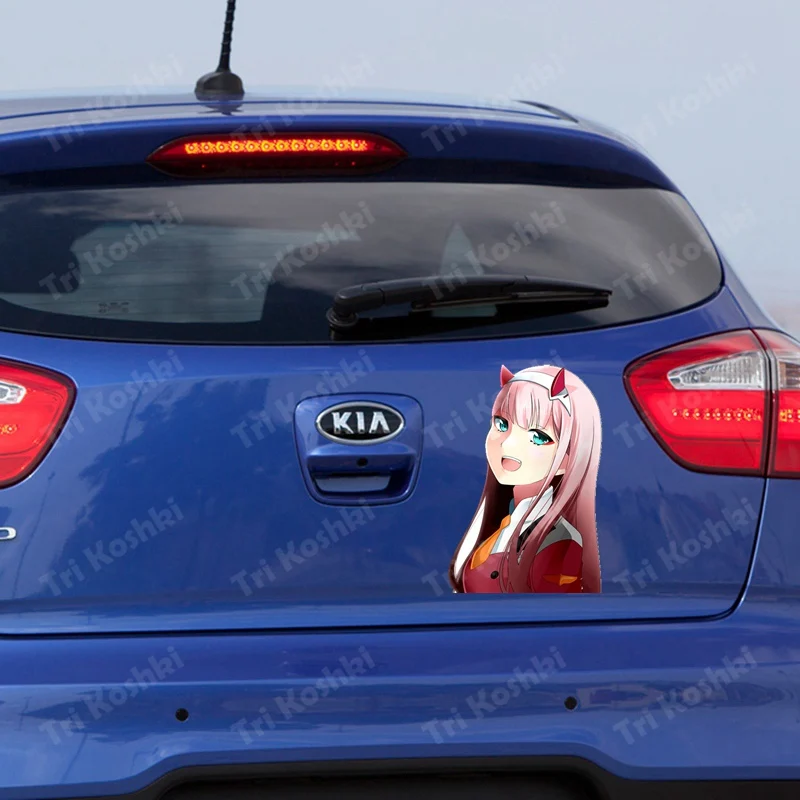 Tri Koshki KCS169 Darling In The Franxx Zero Two Waifu Anime Car Sticker PVC Colorful Decals Sticker on Car Bumper Suitcase