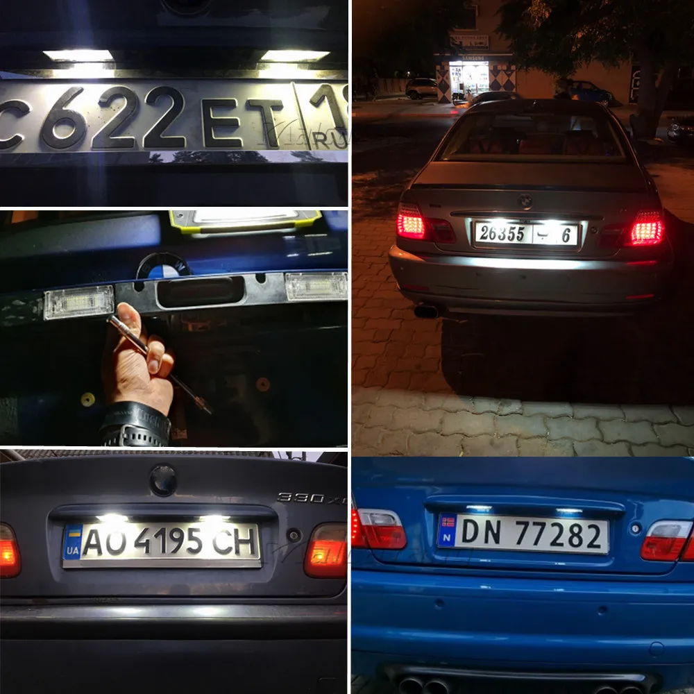 

2 шт., Прямая поставка, светодиодная подсветка номерного знака, светодиодный задний фонарь Canbus, белые светодиодные лампы для BMW 3er E46 4D 1998-2003, автомобильные аксессуары